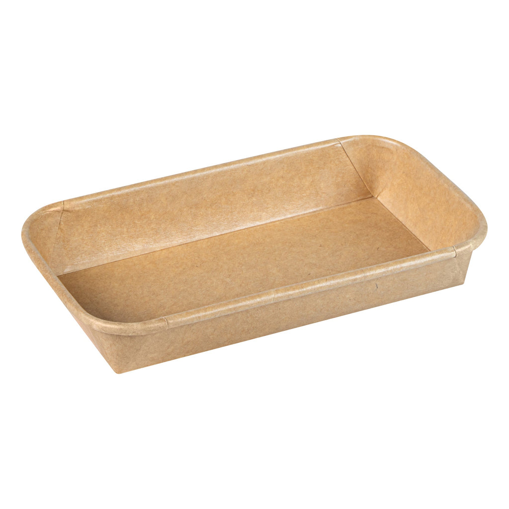 Matsuri Vision 6 oz Rectangle Kraft Paper Sushi Container - 6 1/4" x 3 1/2" x 1" - 50 count box