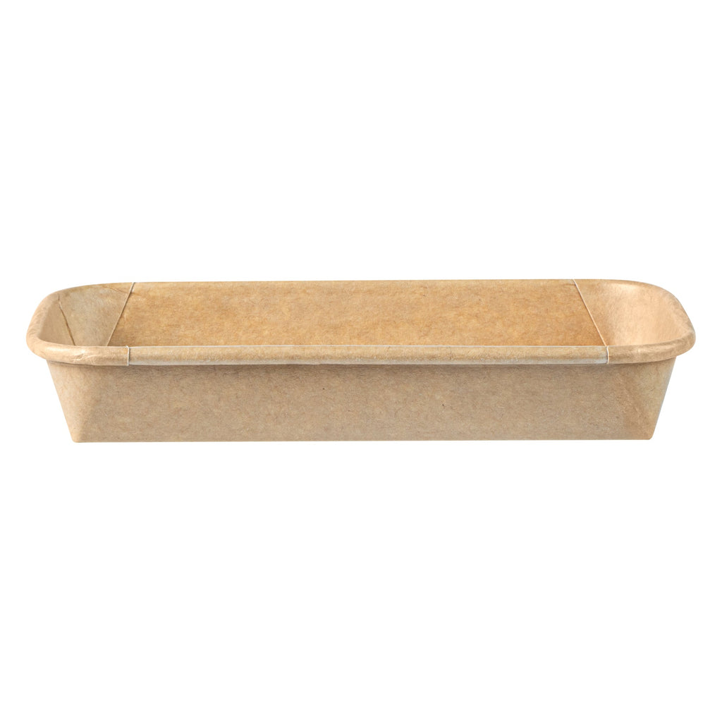 Matsuri Vision 6 oz Rectangle Kraft Paper Sushi Container - 6 1/4" x 3 1/2" x 1" - 50 count box