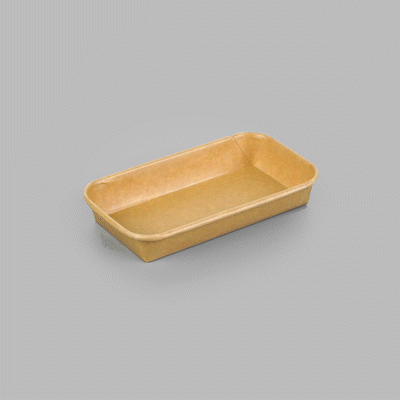 Matsuri Vision 6 oz Rectangle Kraft Paper Sushi Container - 6 1/4" x 3 1/2" x 1" - 100 count box