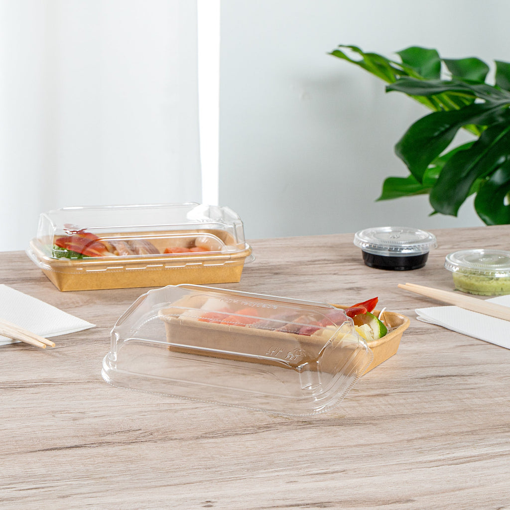 Matsuri Vision Clear PET Plastic Lid - Fits 6 oz Sushi Container, Anti-Fog - 50 count box