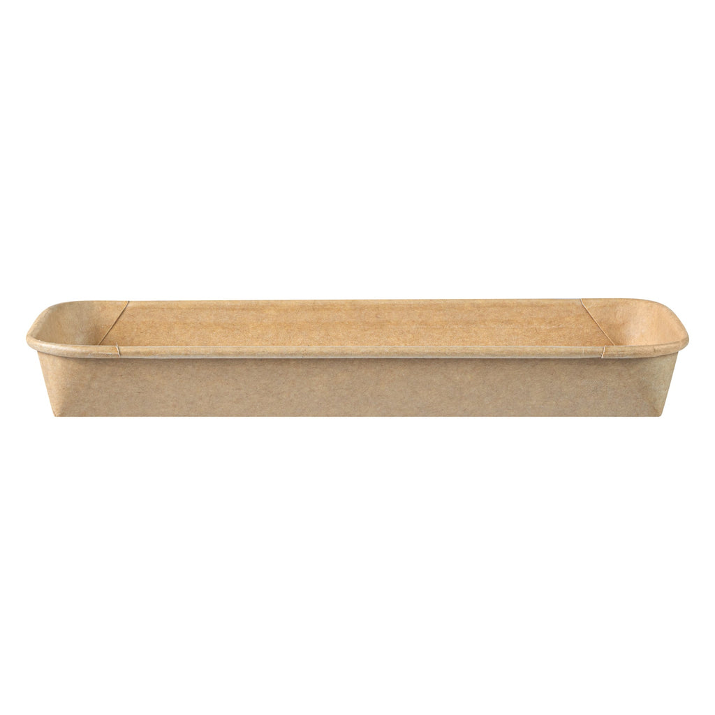 Matsuri Vision 10 oz Rectangle Kraft Paper Sushi Container - 8 3/4" x 3 1/2" x 1" - 50 count box