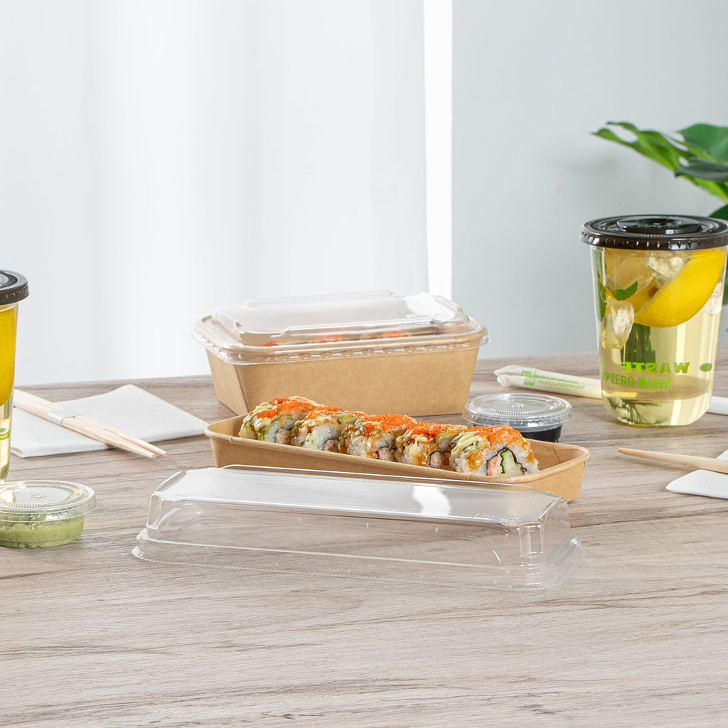 Matsuri Vision Clear PET Plastic Lid - Fits 10 oz Sushi Container, Anti-Fog - 50 count box