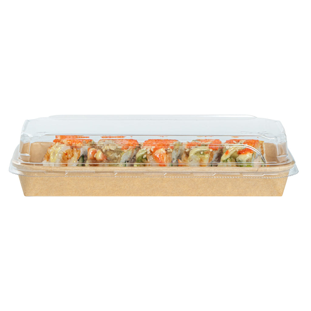 Matsuri Vision Clear PET Plastic Lid - Fits 10 oz Sushi Container, Anti-Fog - 50 count box