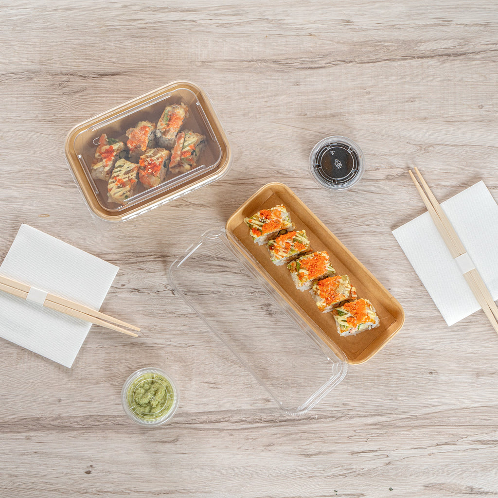 Matsuri Vision Clear PET Plastic Lid - Fits 10 oz Sushi Container, Anti-Fog - 50 count box