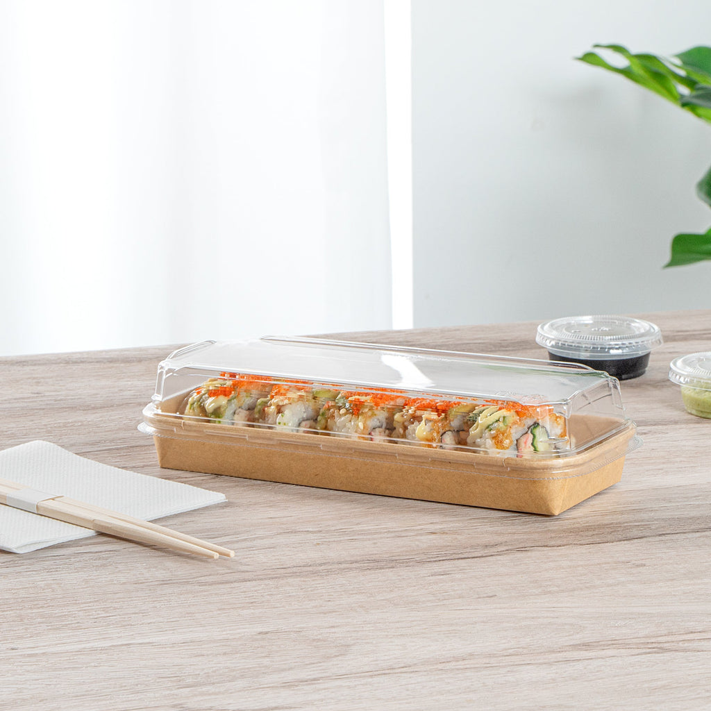 Matsuri Vision Clear PET Plastic Lid - Fits 10 oz Sushi Container, Anti-Fog - 50 count box
