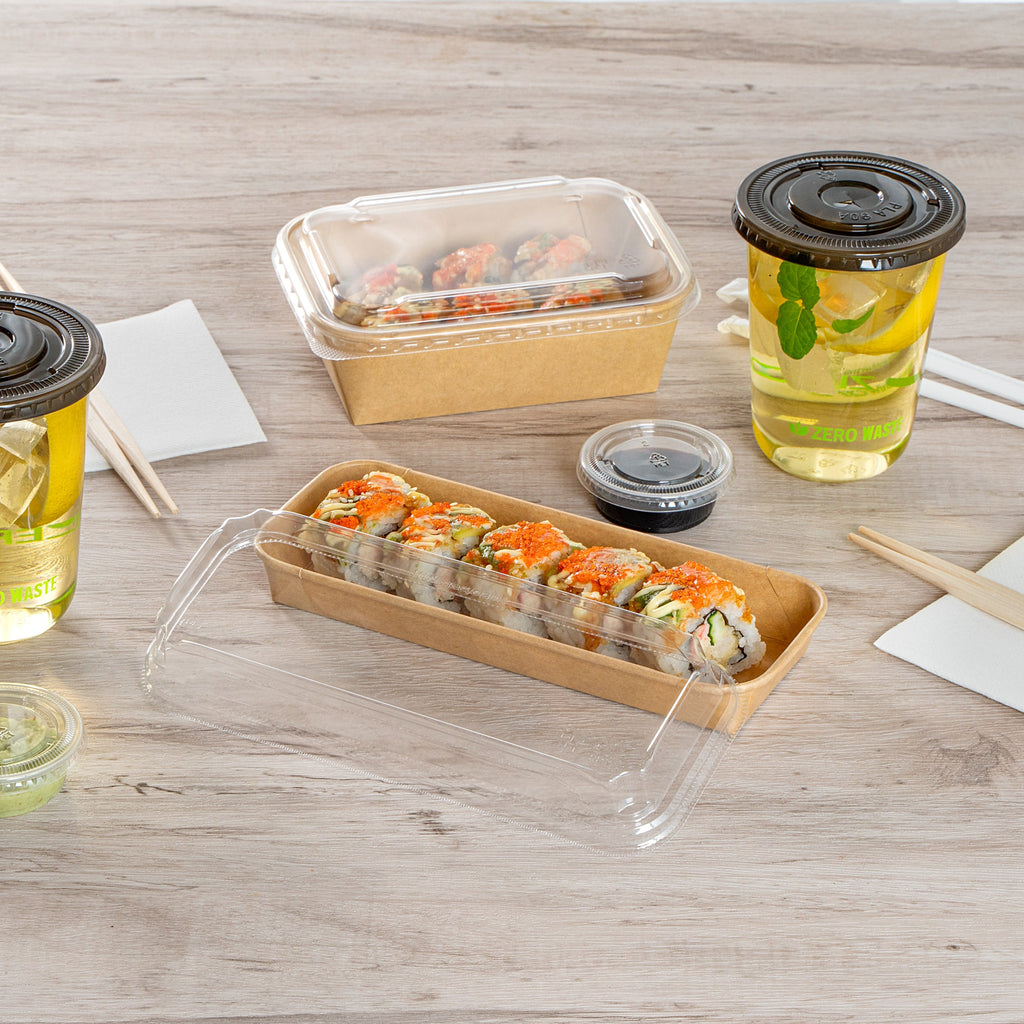 Matsuri Vision Clear PET Plastic Lid - Fits 10 oz Sushi Container, Anti-Fog - 100 count box
