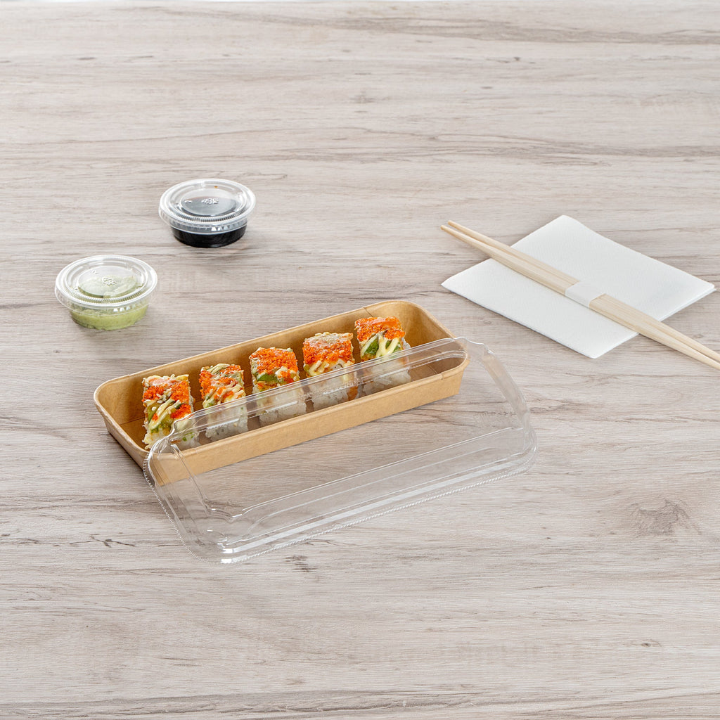 Matsuri Vision Clear PET Plastic Lid - Fits 10 oz Sushi Container, Anti-Fog - 100 count box