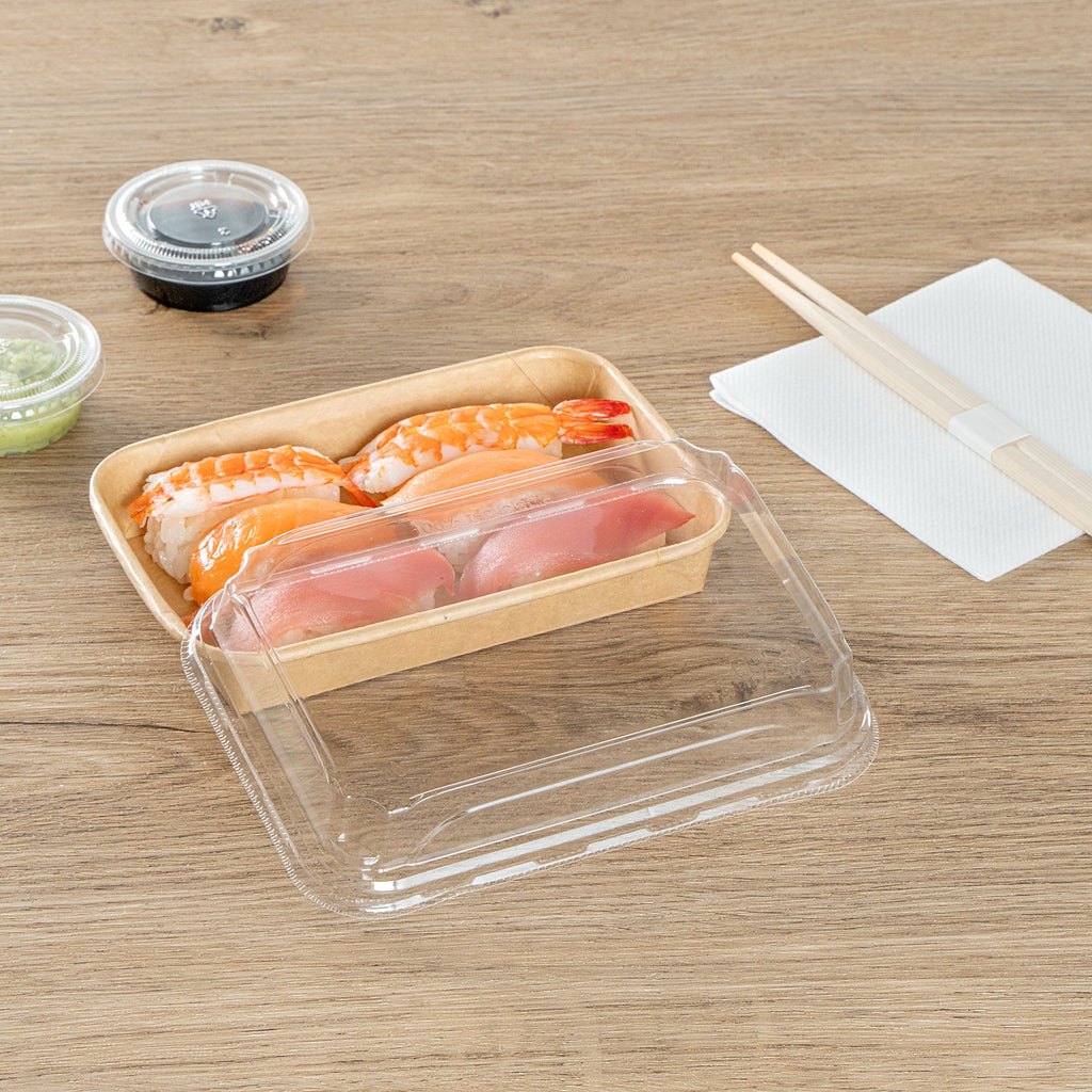 Matsuri Vision Clear PET Plastic Lid - Fits 8 oz Sushi Container, Anti-Fog - 100 count box