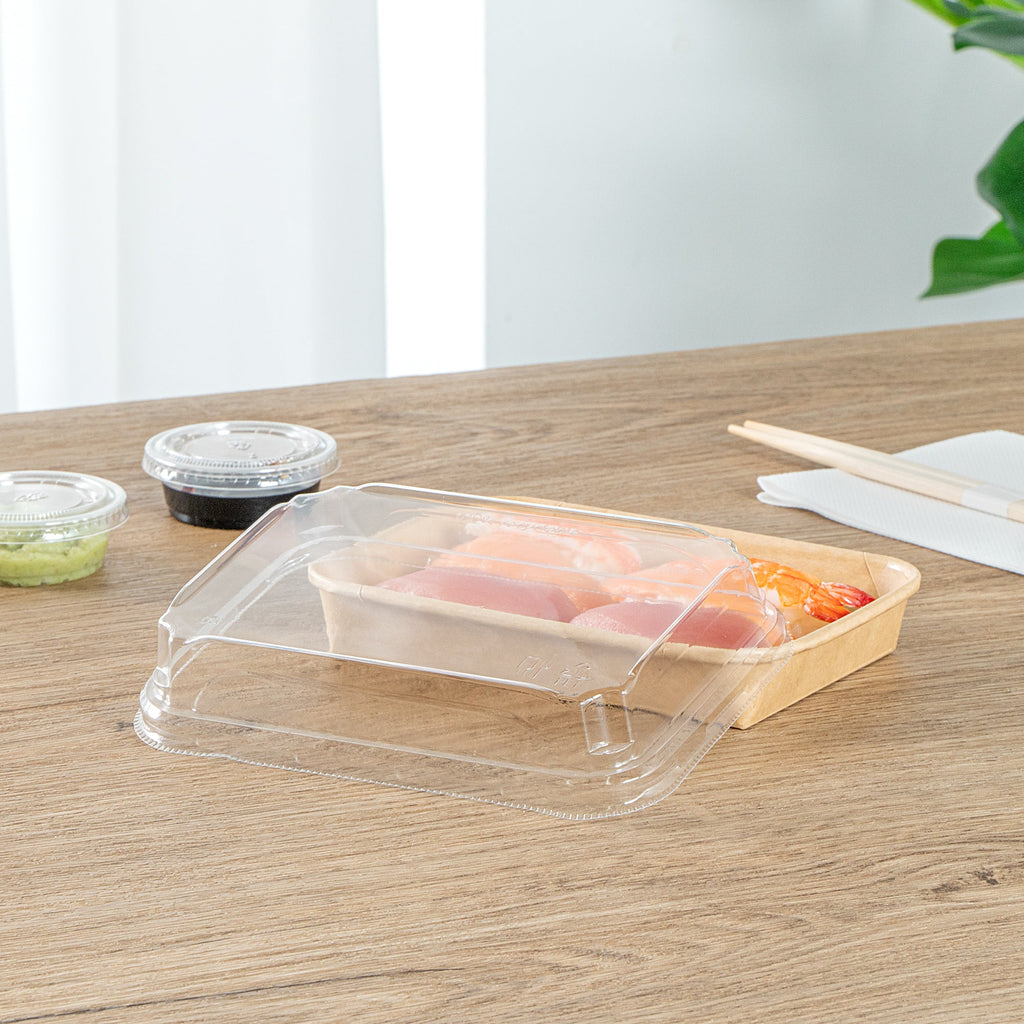 Matsuri Vision Clear PET Plastic Lid - Fits 8 oz Sushi Container, Anti-Fog - 50 count box
