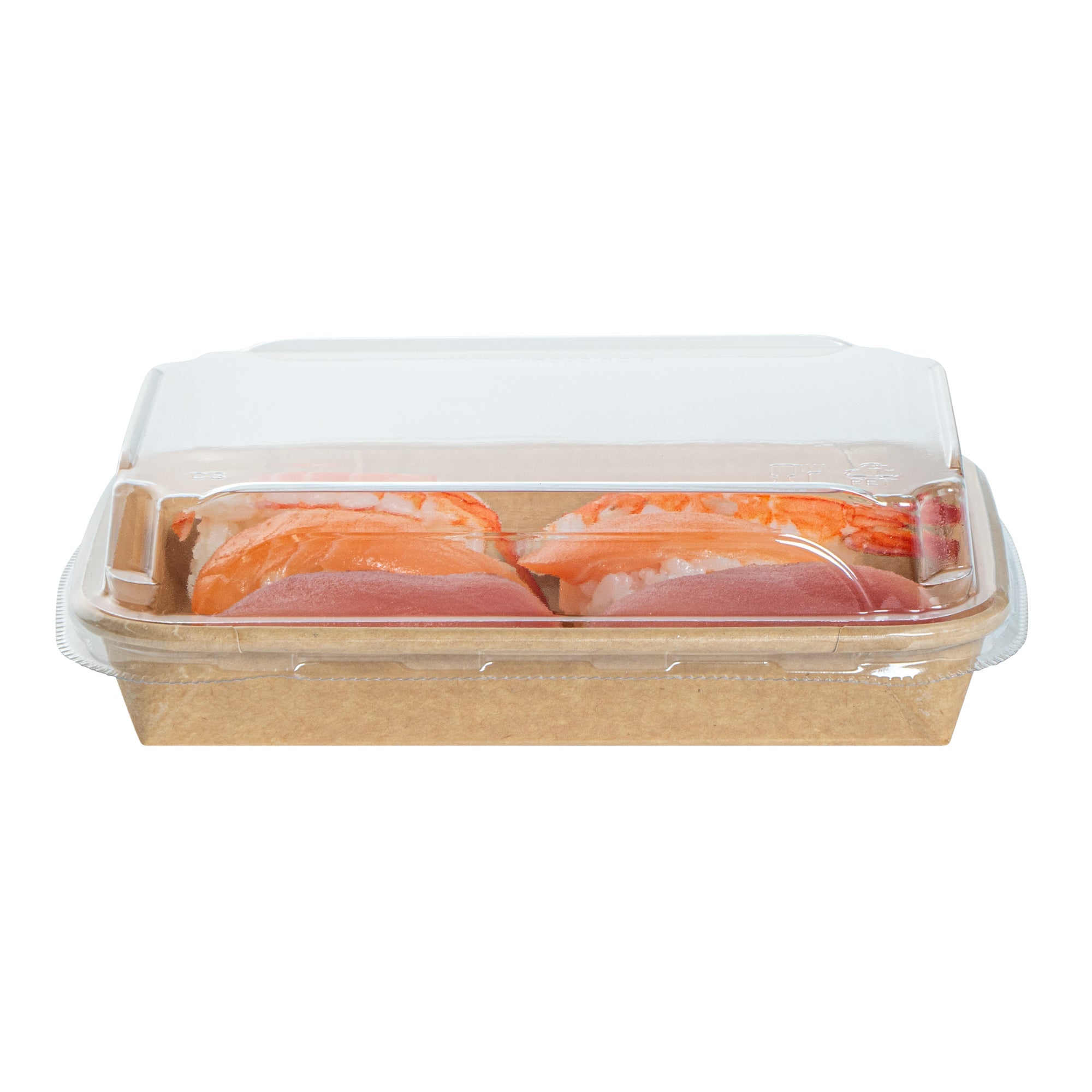 Matsuri Vision Clear PET Plastic Lid - Fits 8 oz Sushi Container, Anti-Fog - 100 count box