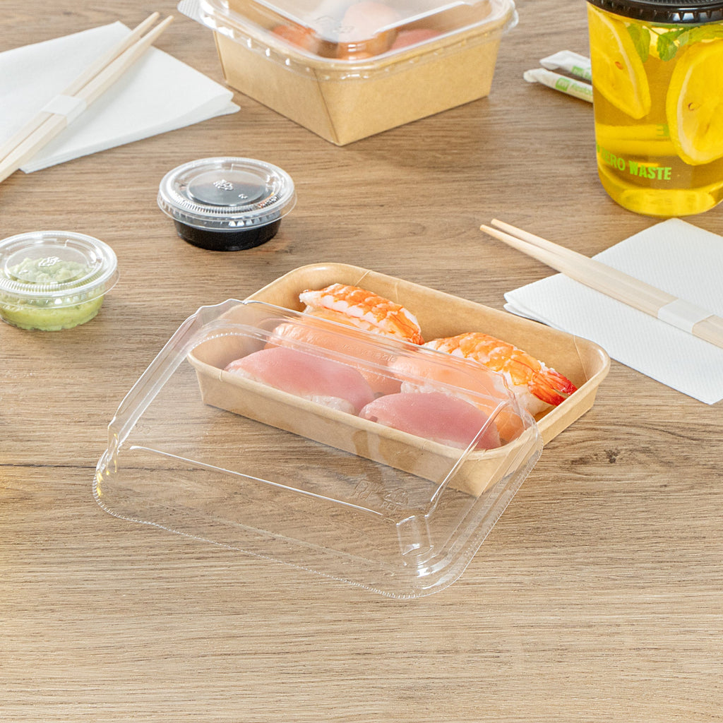 Matsuri Vision Clear PET Plastic Lid - Fits 8 oz Sushi Container, Anti-Fog - 100 count box