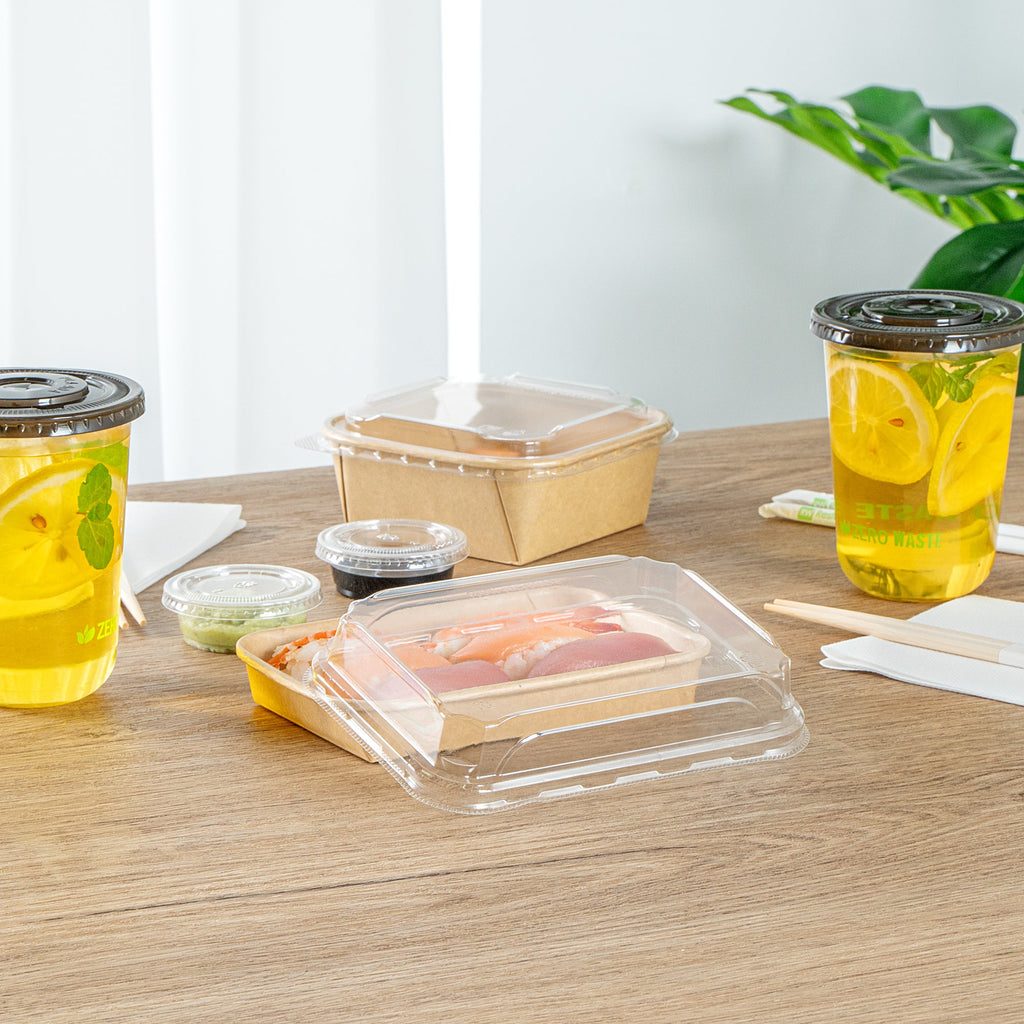 Matsuri Vision Clear PET Plastic Lid - Fits 8 oz Sushi Container, Anti-Fog - 100 count box