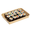 Matsuri Vision 11 oz Rectangle Kraft Paper Sushi Container - 7 1/4" x 5" x 1" - 50 count box