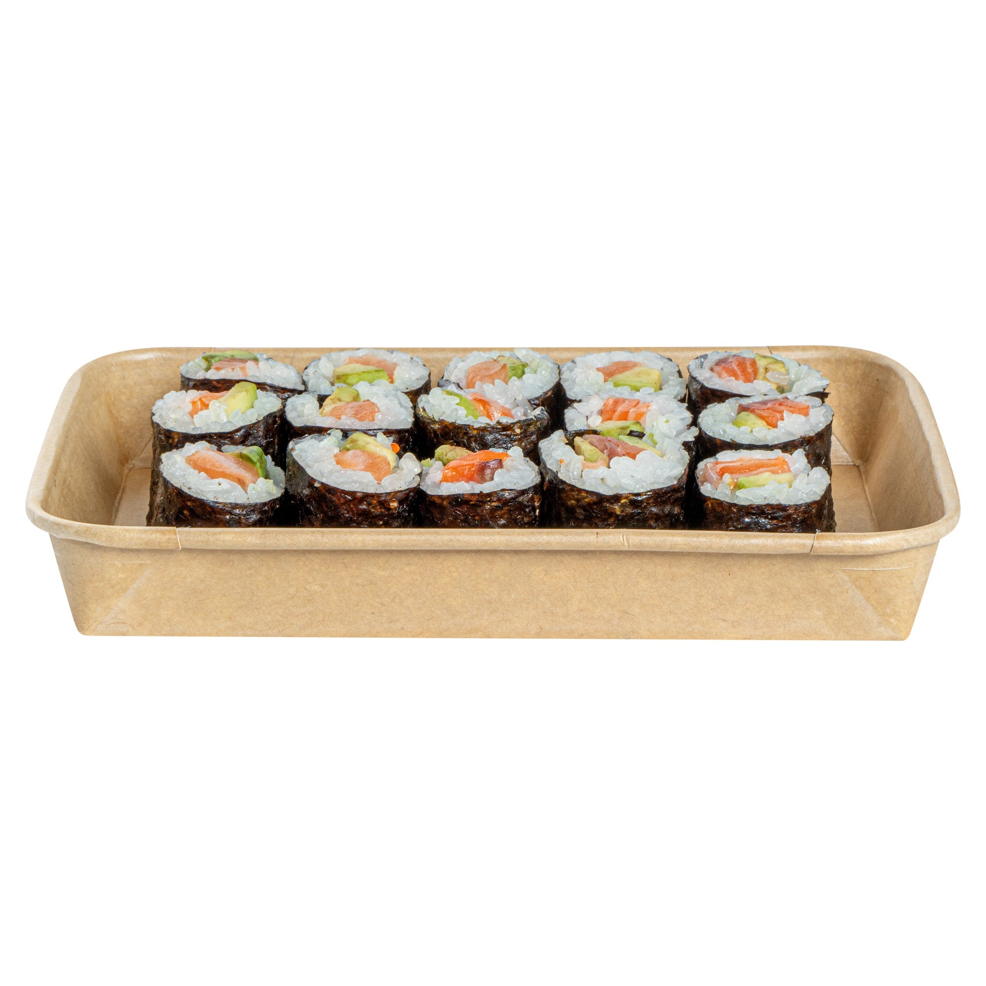 Matsuri Vision 11 oz Rectangle Kraft Paper Sushi Container - 7 1/4" x 5" x 1" - 100 count box