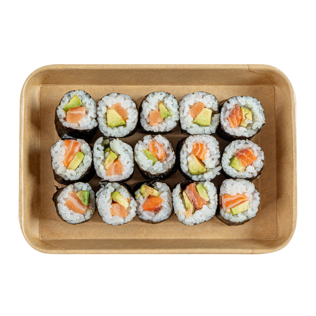 Matsuri Vision 11 oz Rectangle Kraft Paper Sushi Container - 7 1/4" x 5" x 1" - 100 count box