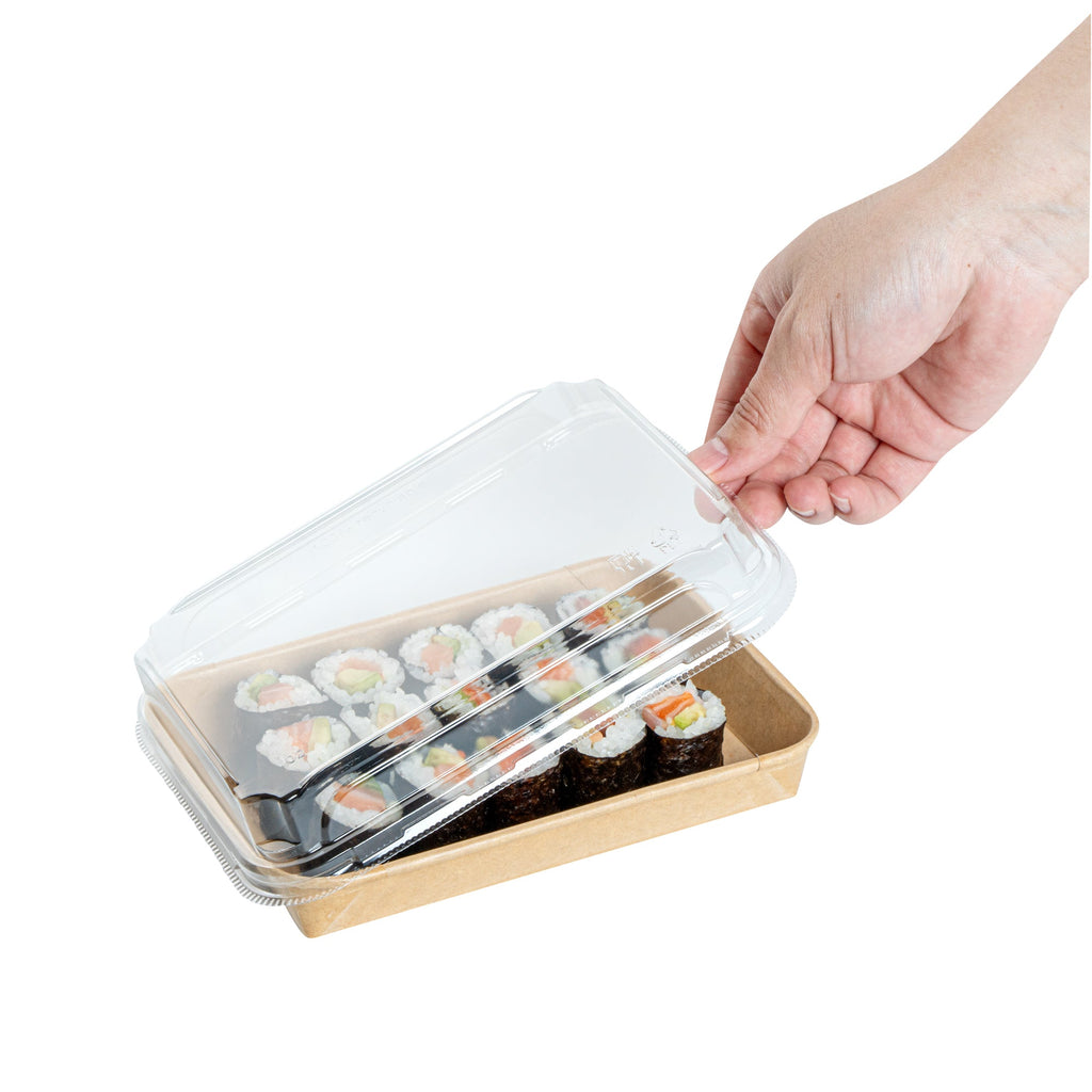 Matsuri Vision Clear PET Plastic Lid - Fits 11 oz Sushi Container, Anti-Fog - 50 count box