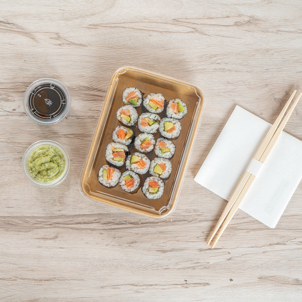 Matsuri Vision Clear PET Plastic Lid - Fits 11 oz Sushi Container, Anti-Fog - 50 count box