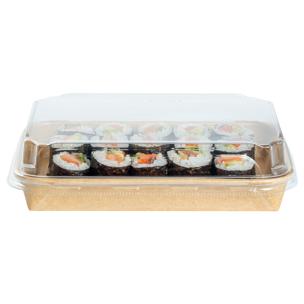 Matsuri Vision Clear PET Plastic Lid - Fits 11 oz Sushi Container, Anti-Fog - 100 count box