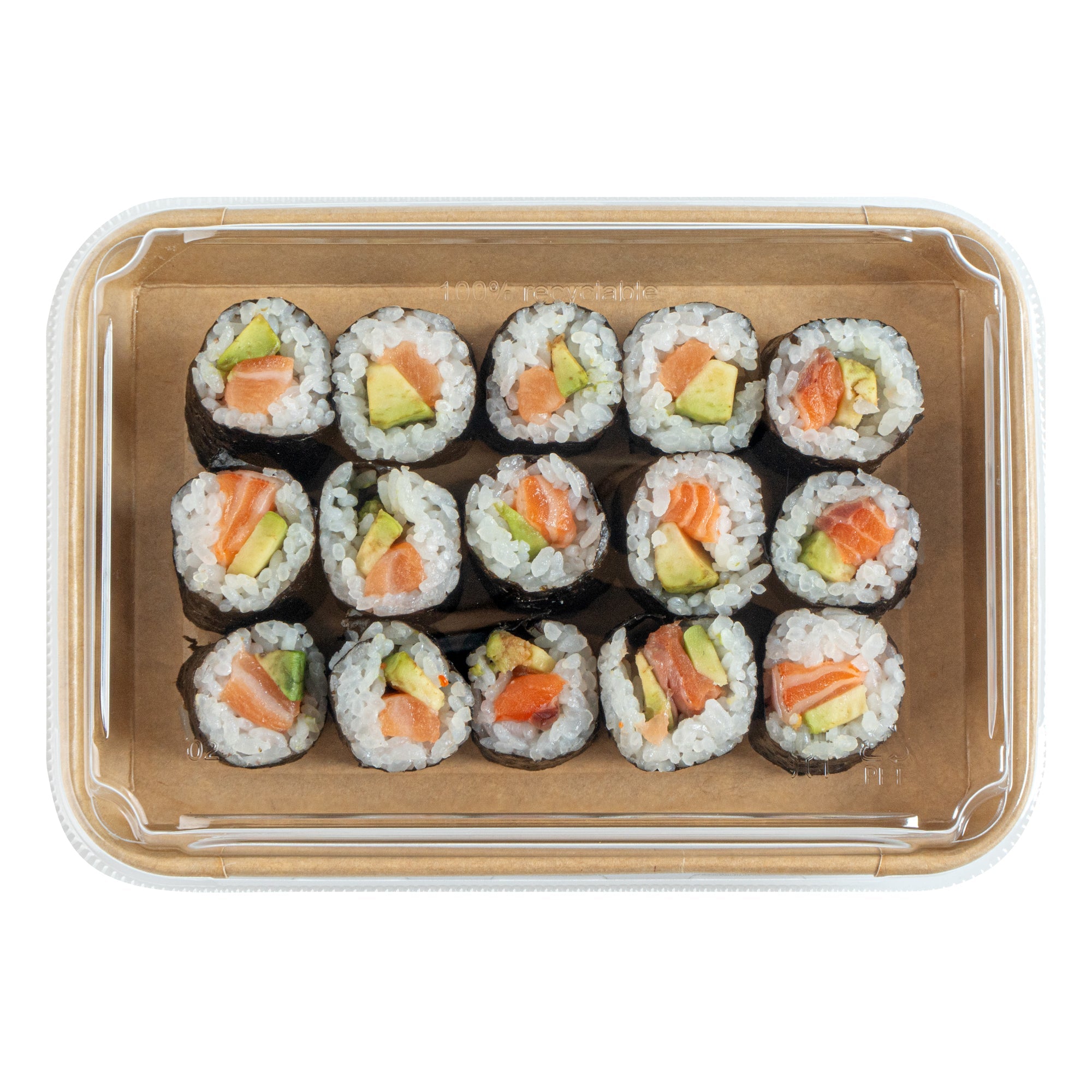 Matsuri Vision Clear PET Plastic Lid - Fits 11 oz Sushi Container, Anti-Fog - 100 count box