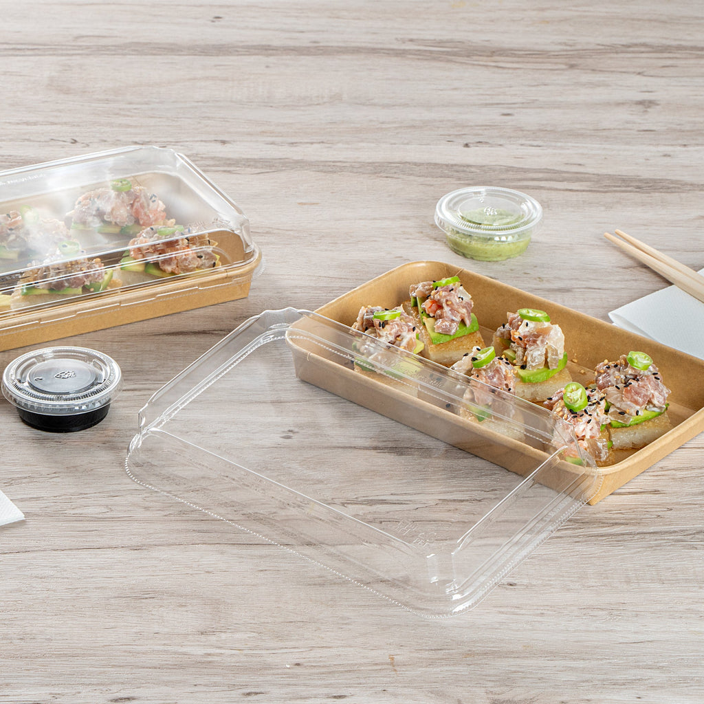 Matsuri Vision Clear PET Plastic Lid - Fits 15 oz Sushi Container, Anti-Fog - 50 count box