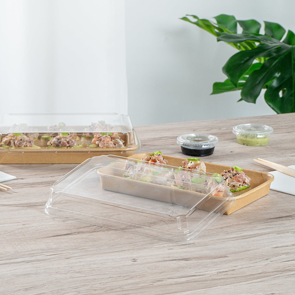 Matsuri Vision Clear PET Plastic Lid - Fits 15 oz Sushi Container, Anti-Fog - 50 count box