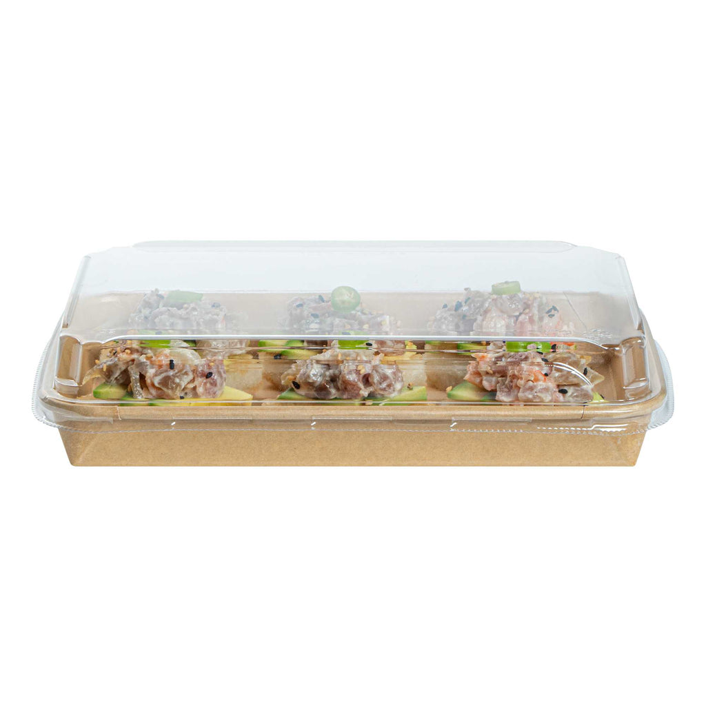Matsuri Vision Clear PET Plastic Lid - Fits 15 oz Sushi Container, Anti-Fog - 100 count box