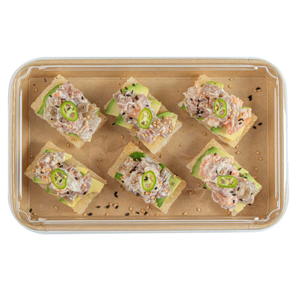 Matsuri Vision Clear PET Plastic Lid - Fits 15 oz Sushi Container, Anti-Fog - 100 count box