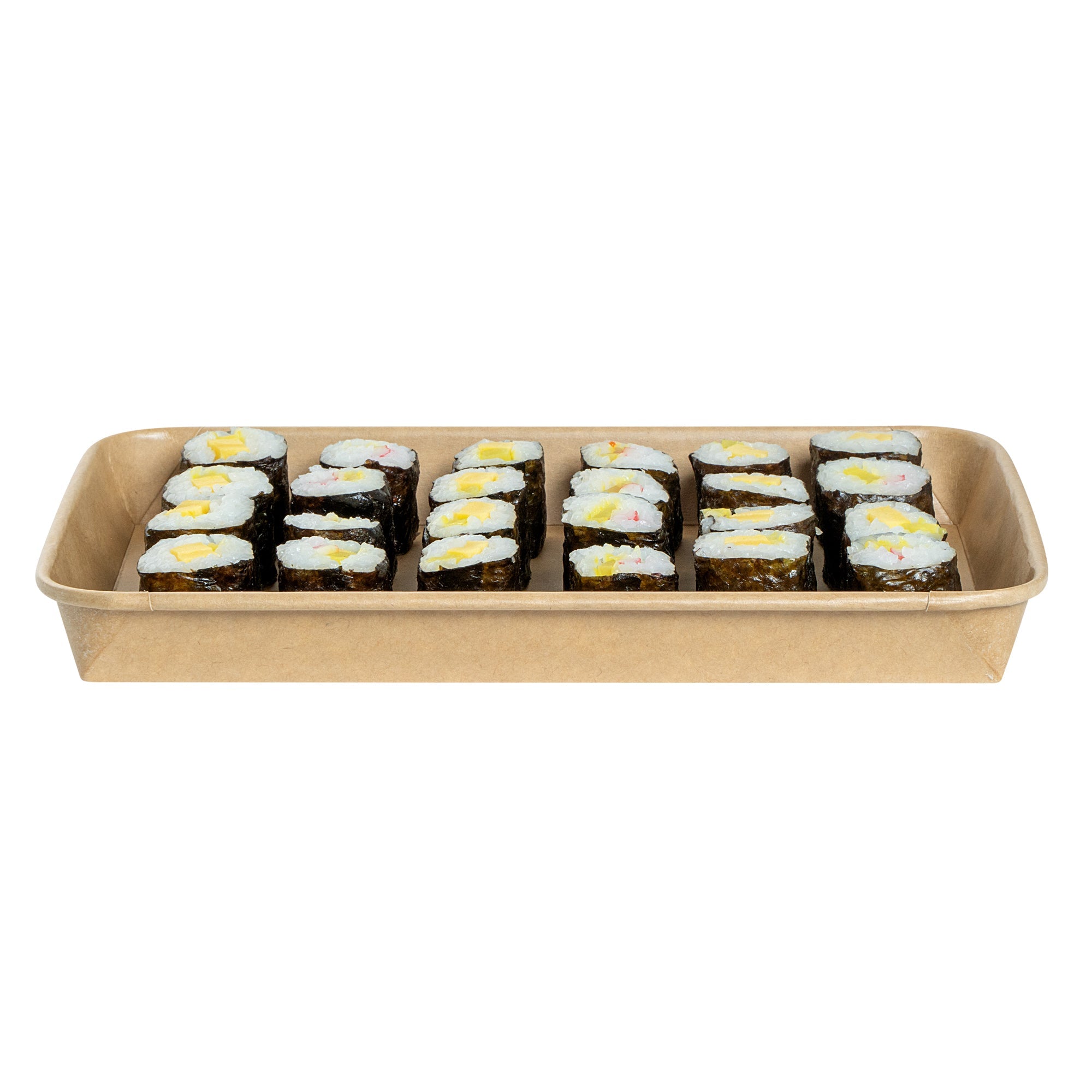 Matsuri Vision 20 oz Rectangle Kraft Paper Sushi Container - 9 1/2" x 6" x 1" - 100 count box