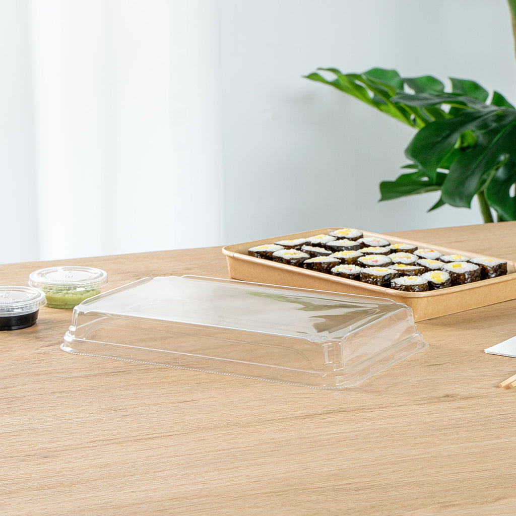 Matsuri Vision Clear PET Plastic Lid - Fits 20 oz Sushi Container, Anti-Fog - 50 count box