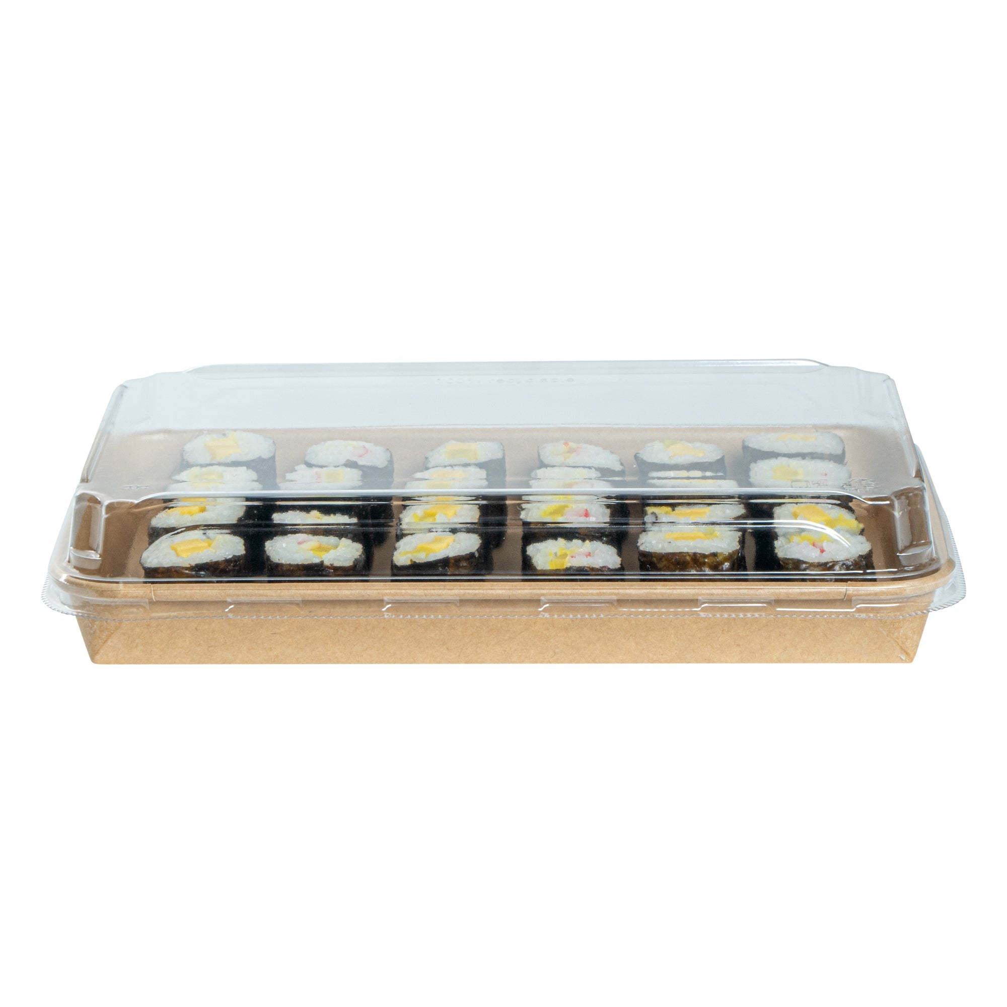 Matsuri Vision Clear PET Plastic Lid - Fits 20 oz Sushi Container, Anti-Fog - 100 count box