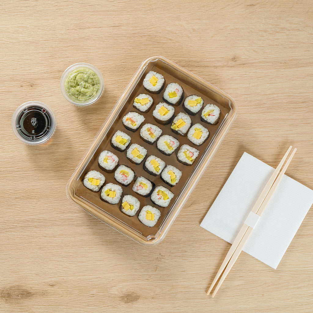 Matsuri Vision Clear PET Plastic Lid - Fits 20 oz Sushi Container, Anti-Fog - 100 count box