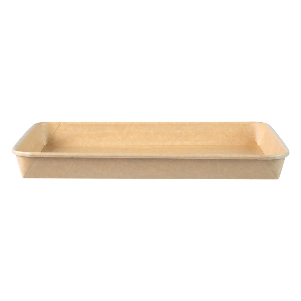 Matsuri Vision 23 oz Rectangle Kraft Paper Sushi Container - 10" x 7 1/4" x 1" - 50 count box