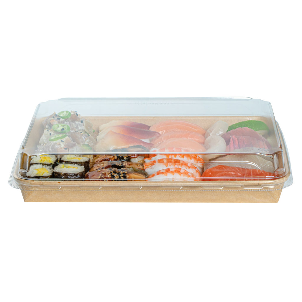 Matsuri Vision Clear PET Plastic Lid - Fits 23 oz Sushi Container, Anti-Fog - 100 count box