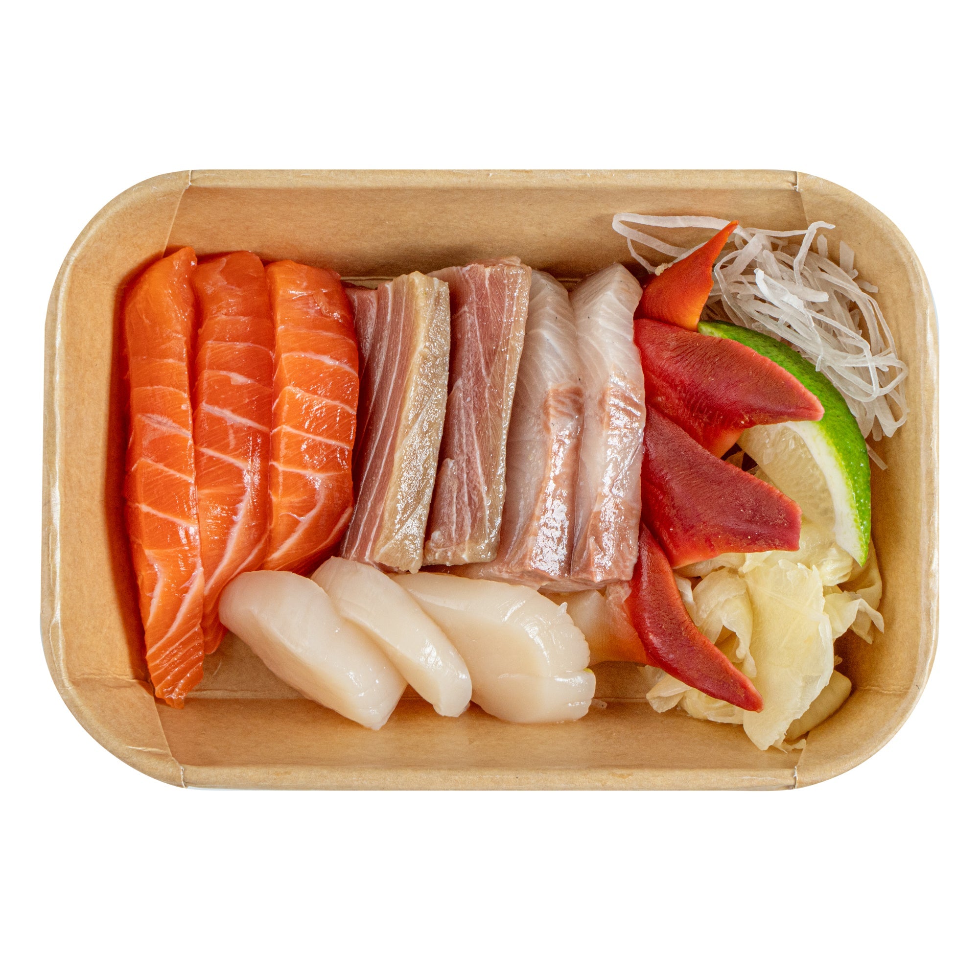 Matsuri Vision 17 oz Rectangle Kraft Paper Sushi Container - 6 1/2" x 4 3/4" x 1 1/2" - 50 count box