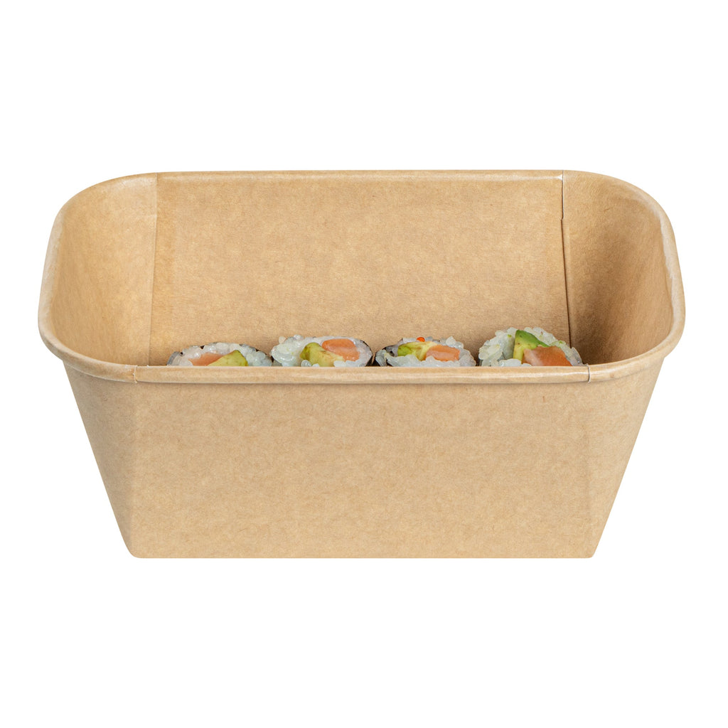 Matsuri Vision 34 oz Rectangle Kraft Paper Sushi Container - 6 1/2" x 4 3/4" x 2 3/4" - 100 count box
