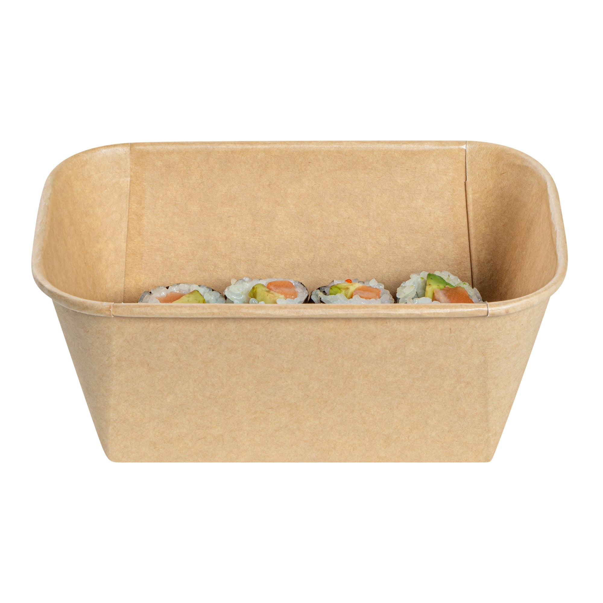 Matsuri Vision 34 oz Rectangle Kraft Paper Sushi Container - 6 1/2" x 4 3/4" x 2 3/4" - 100 count box