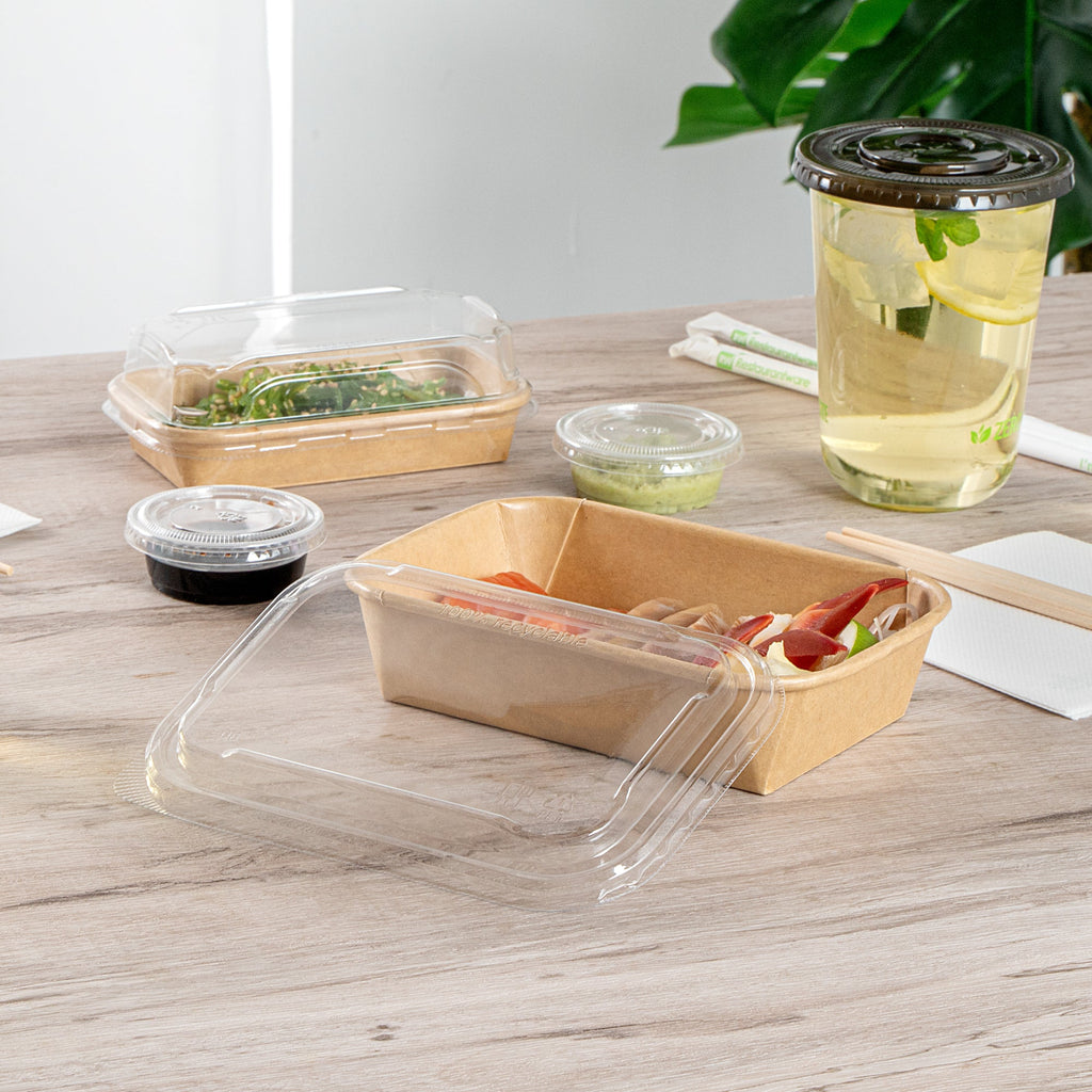 Matsuri Vision Clear PET Plastic Lid - Fits 17, 22, 26 and 34 oz Sushi Containers, Anti-Fog - 50 count box