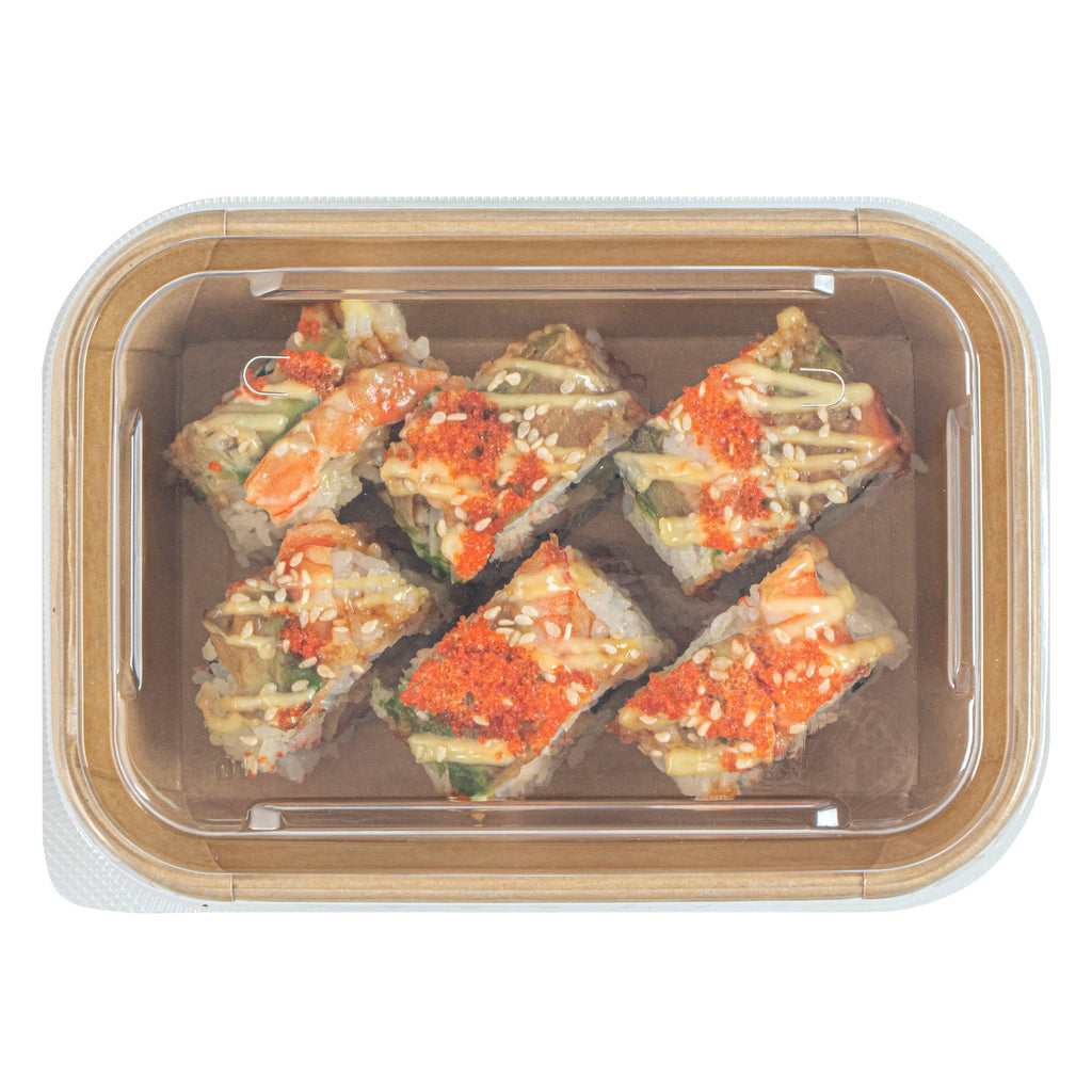 Matsuri Vision Clear PP Plastic Lid - Fits 17, 22, 26 and 34 oz Sushi Containers, Anti-Fog - 50 count box