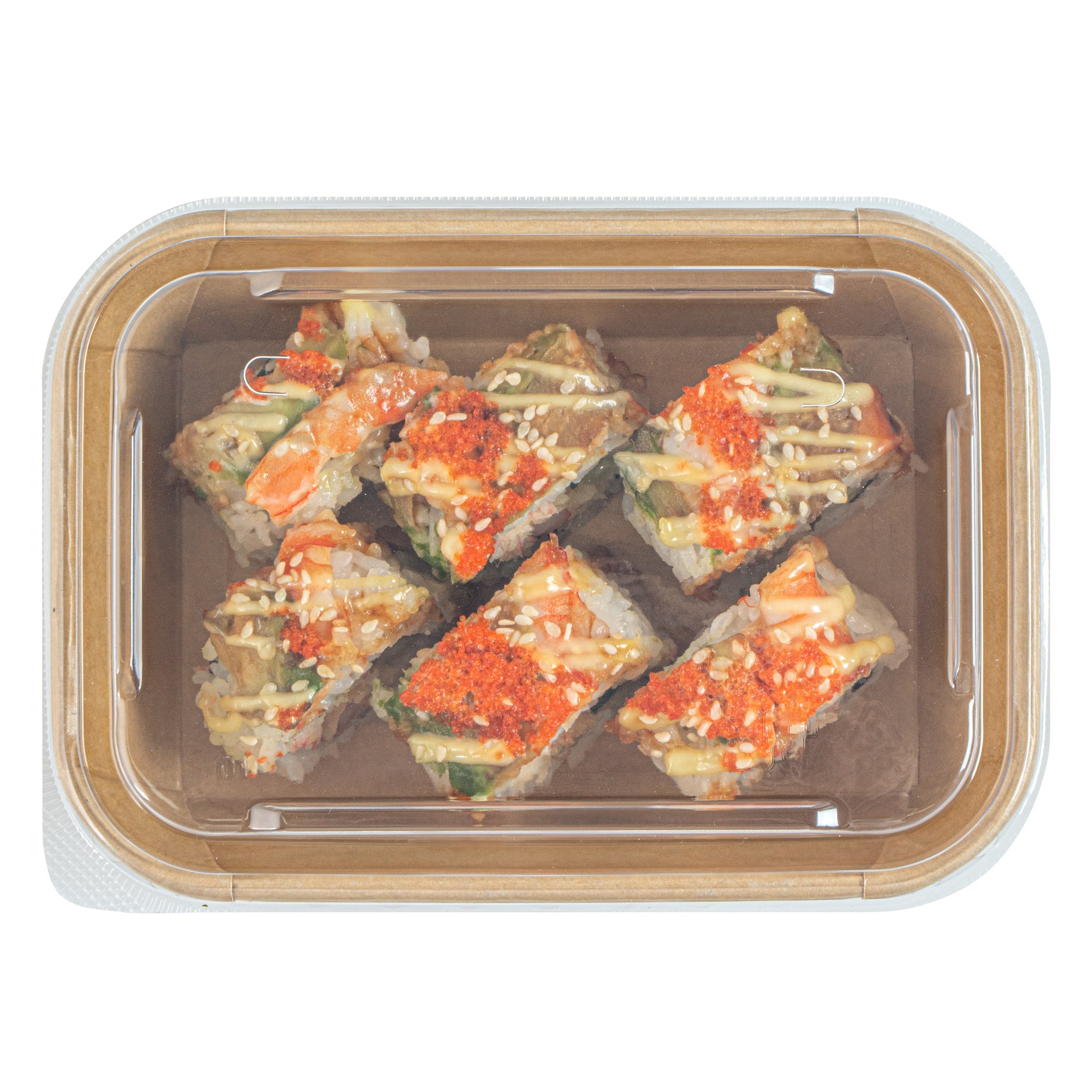 Matsuri Vision Clear PP Plastic Lid - Fits 17, 22, 26 and 34 oz Sushi Containers, Anti-Fog - 100 count box