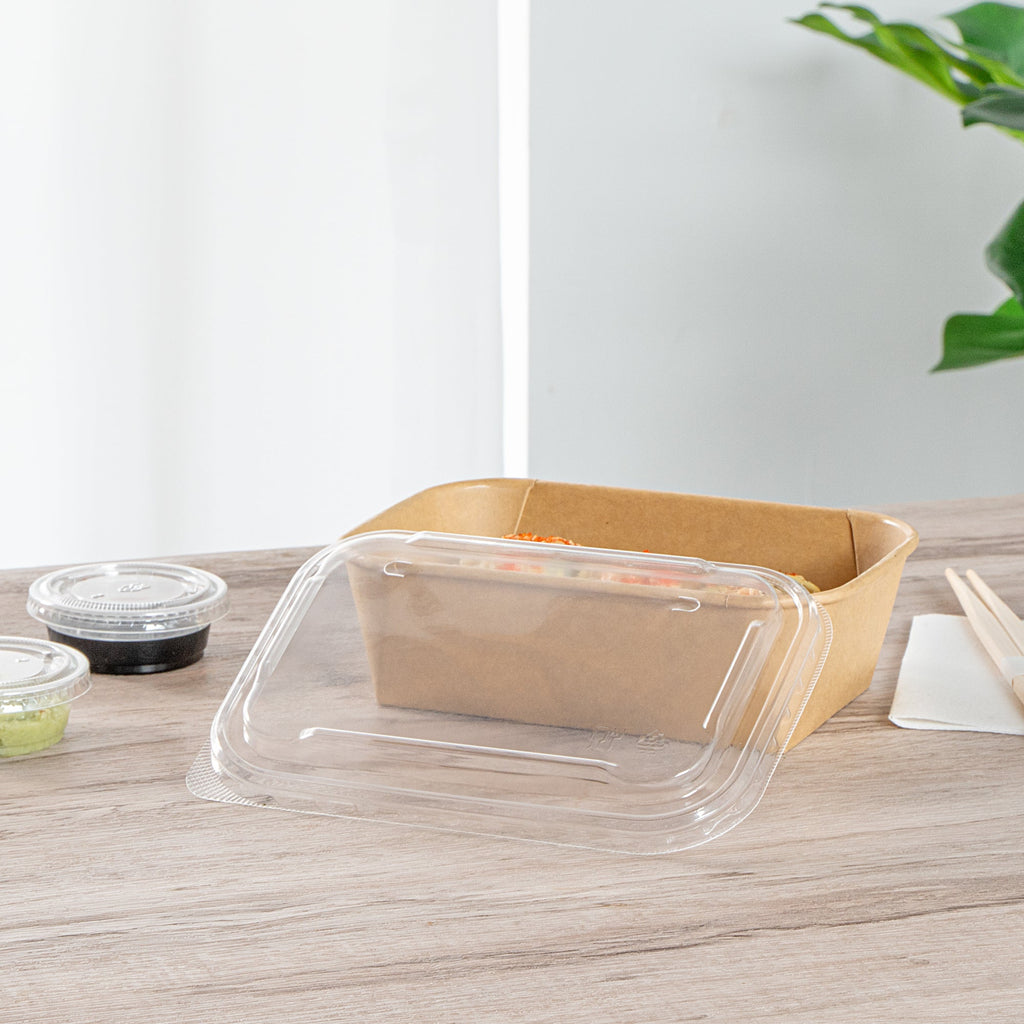 Matsuri Vision Clear PP Plastic Lid - Fits 17, 22, 26 and 34 oz Sushi Containers, Anti-Fog - 100 count box