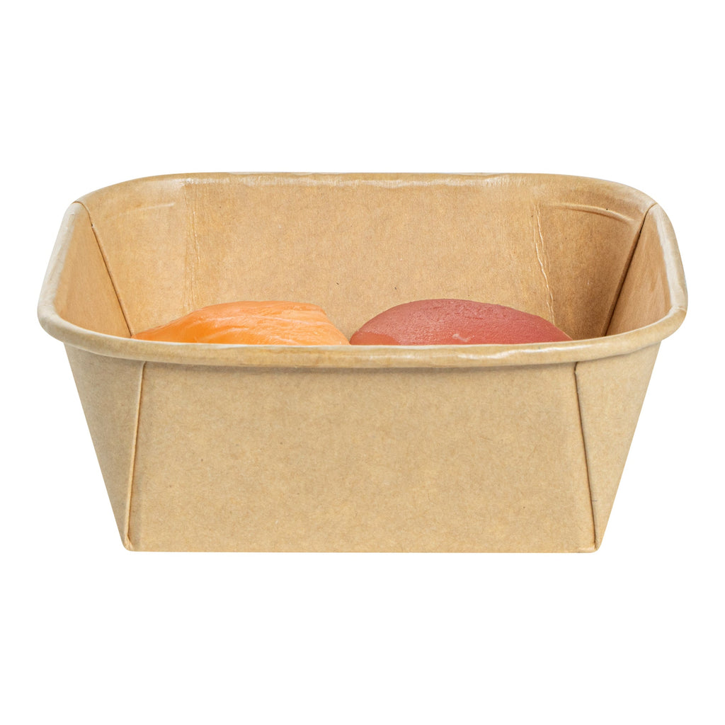 Matsuri Vision 17 oz Square Kraft Paper Sushi Container - 5" x 5" x 2" - 50 count box