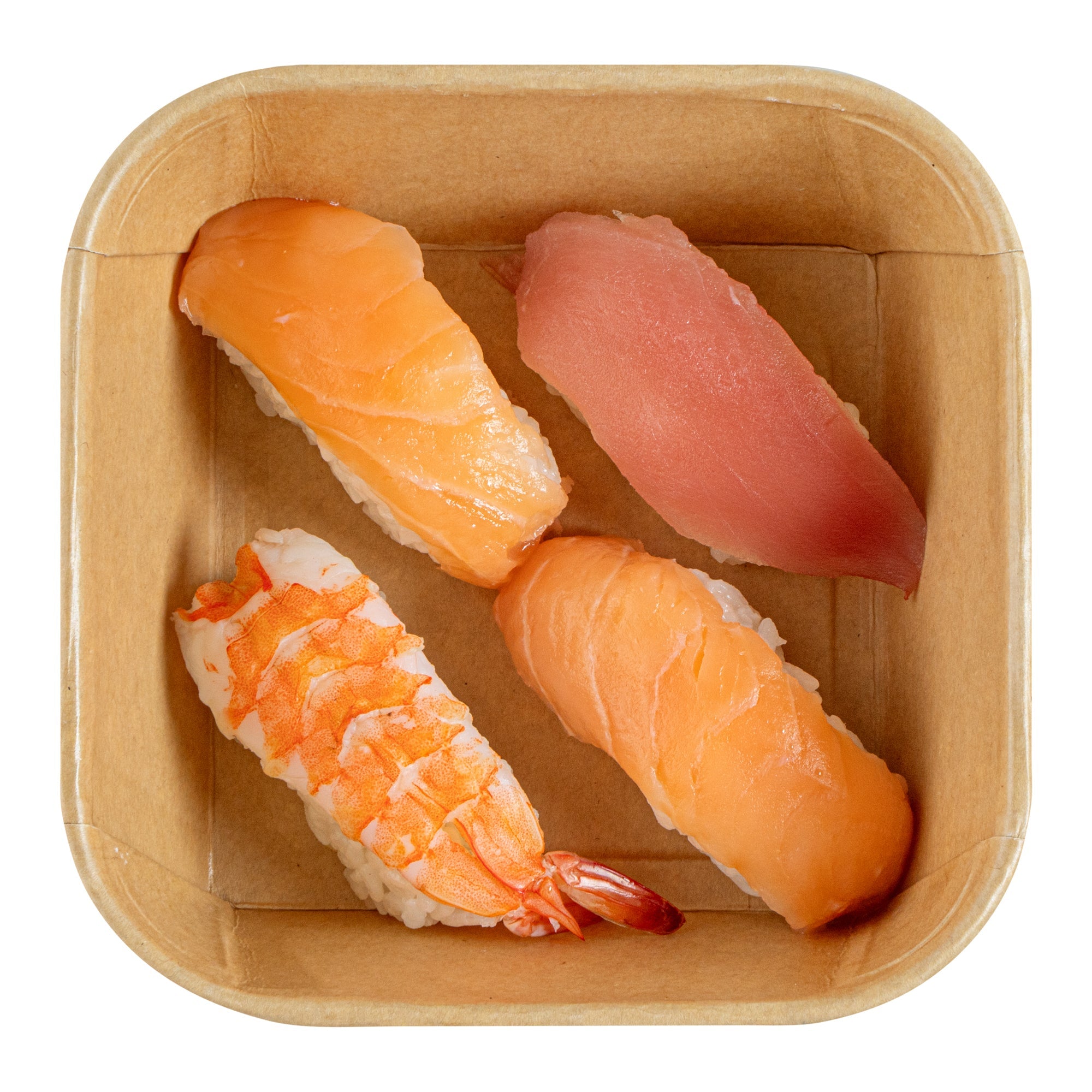 Matsuri Vision 17 oz Square Kraft Paper Sushi Container - 5" x 5" x 2" - 50 count box