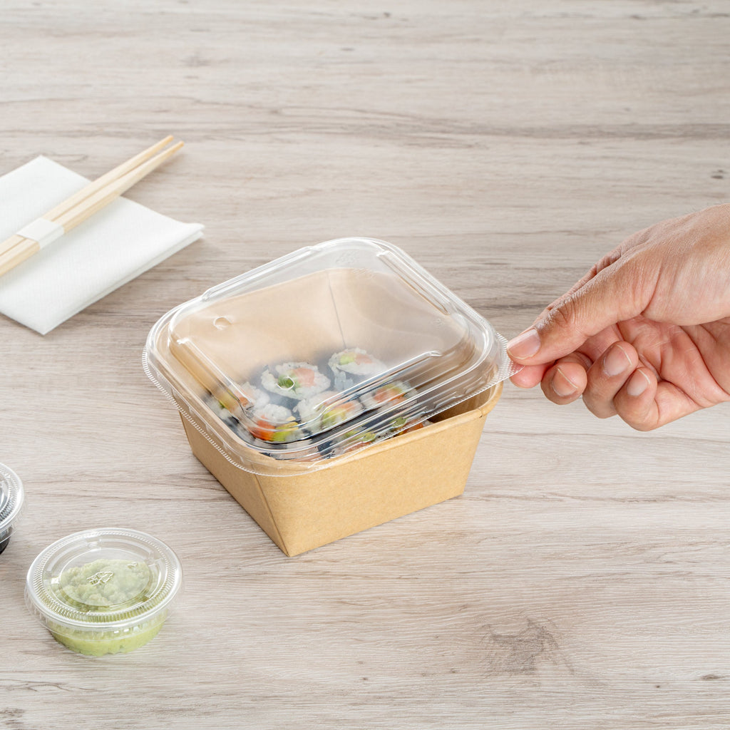 Matsuri Vision Clear PP Plastic Lid - Fits 17 and 22 oz Sushi Containers, Anti-Fog - 50 count box