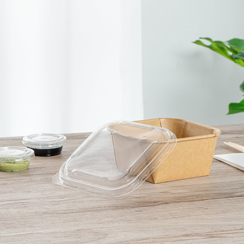 Matsuri Vision Clear PP Plastic Lid - Fits 17 and 22 oz Sushi Containers, Anti-Fog - 50 count box