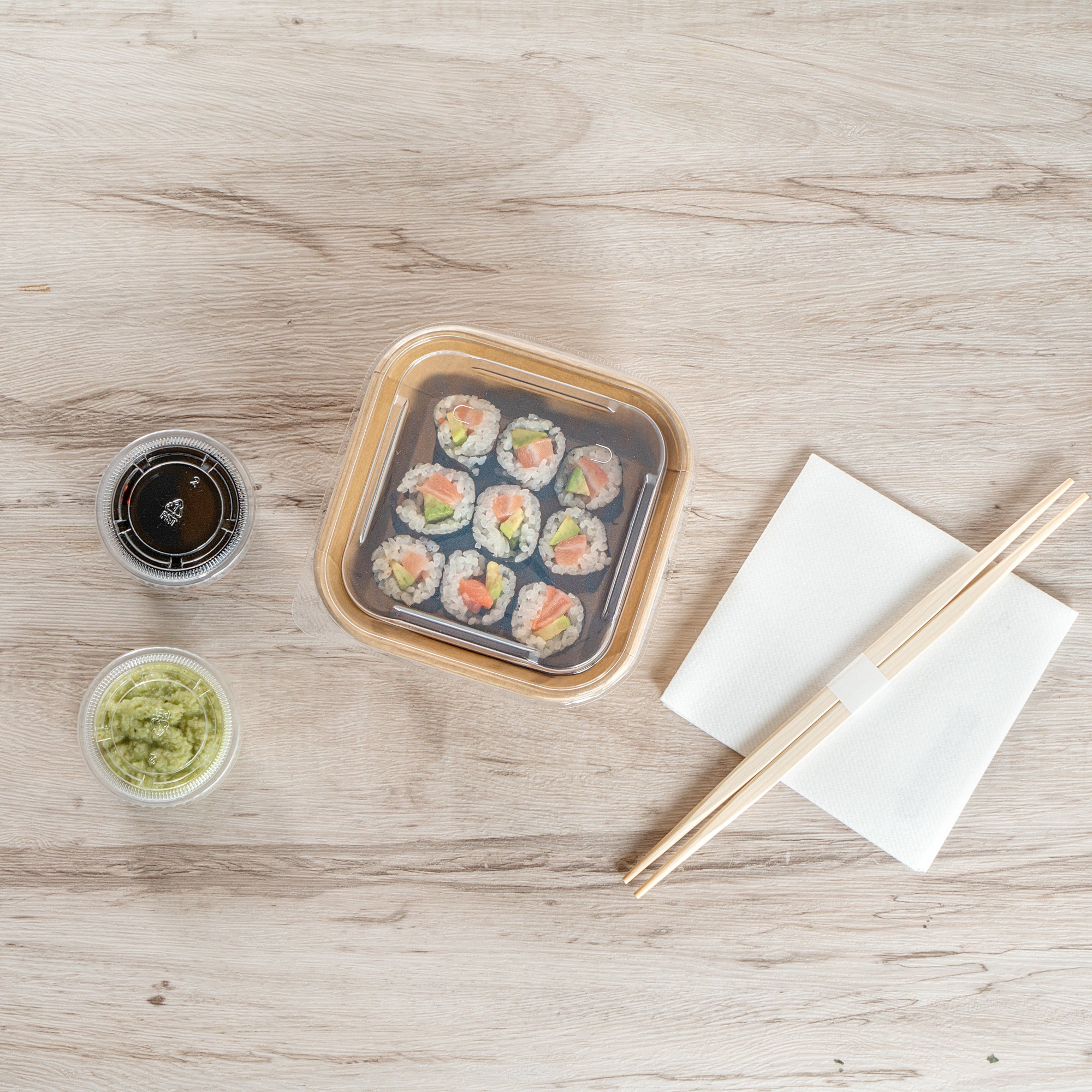 Matsuri Vision Clear PP Plastic Lid - Fits 17 and 22 oz Sushi Containers, Anti-Fog - 50 count box
