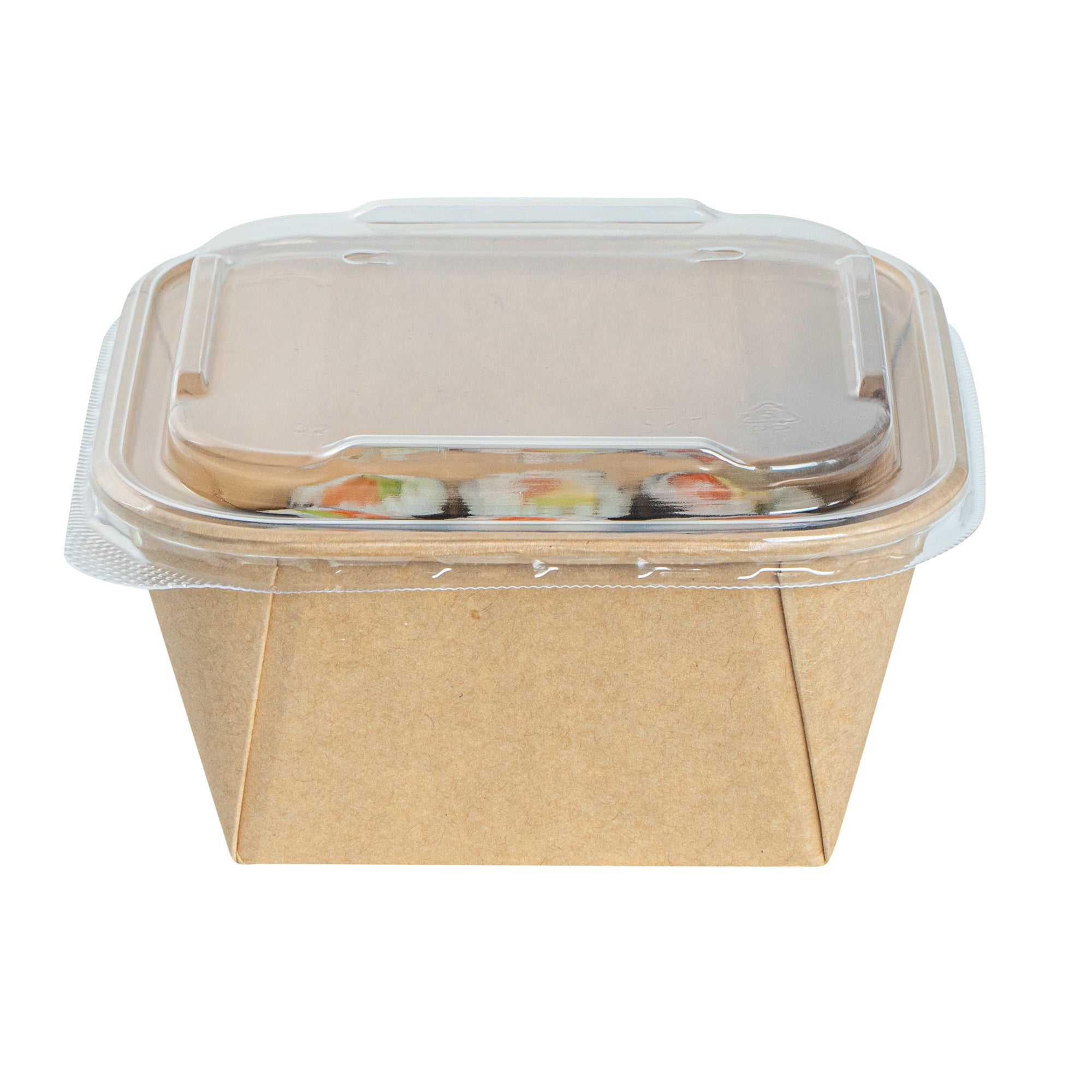 Matsuri Vision Clear PP Plastic Lid - Fits 17 and 22 oz Sushi Containers, Anti-Fog - 100 count box