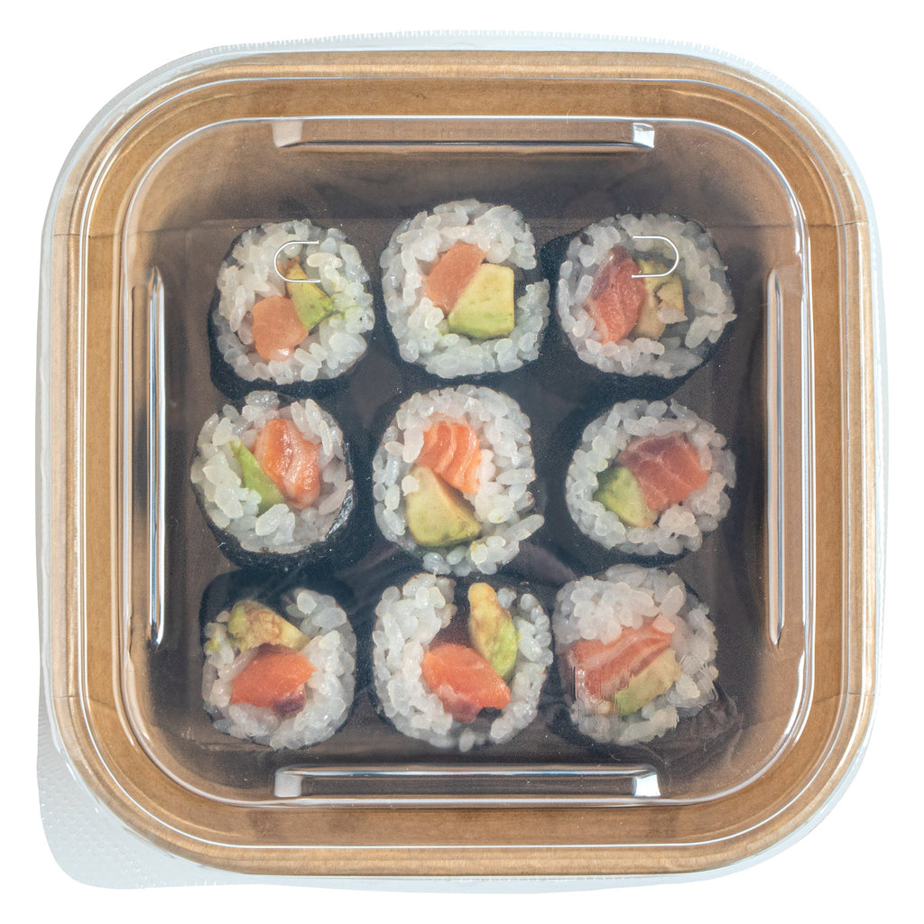 Matsuri Vision Clear PP Plastic Lid - Fits 17 and 22 oz Sushi Containers, Anti-Fog - 100 count box