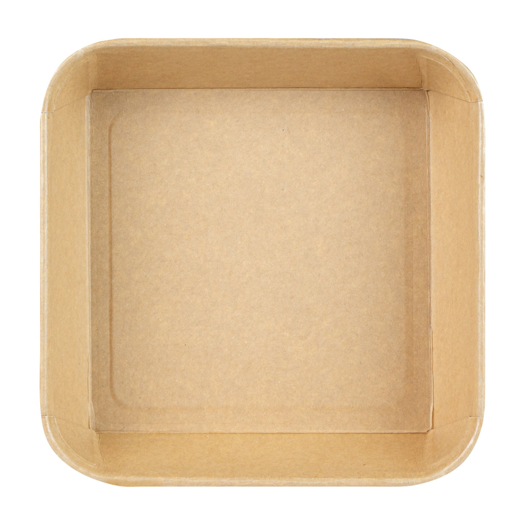 Matsuri Vision 34 oz Square Kraft Paper Sushi Container - 7" x 7" x 2" - 50 count box