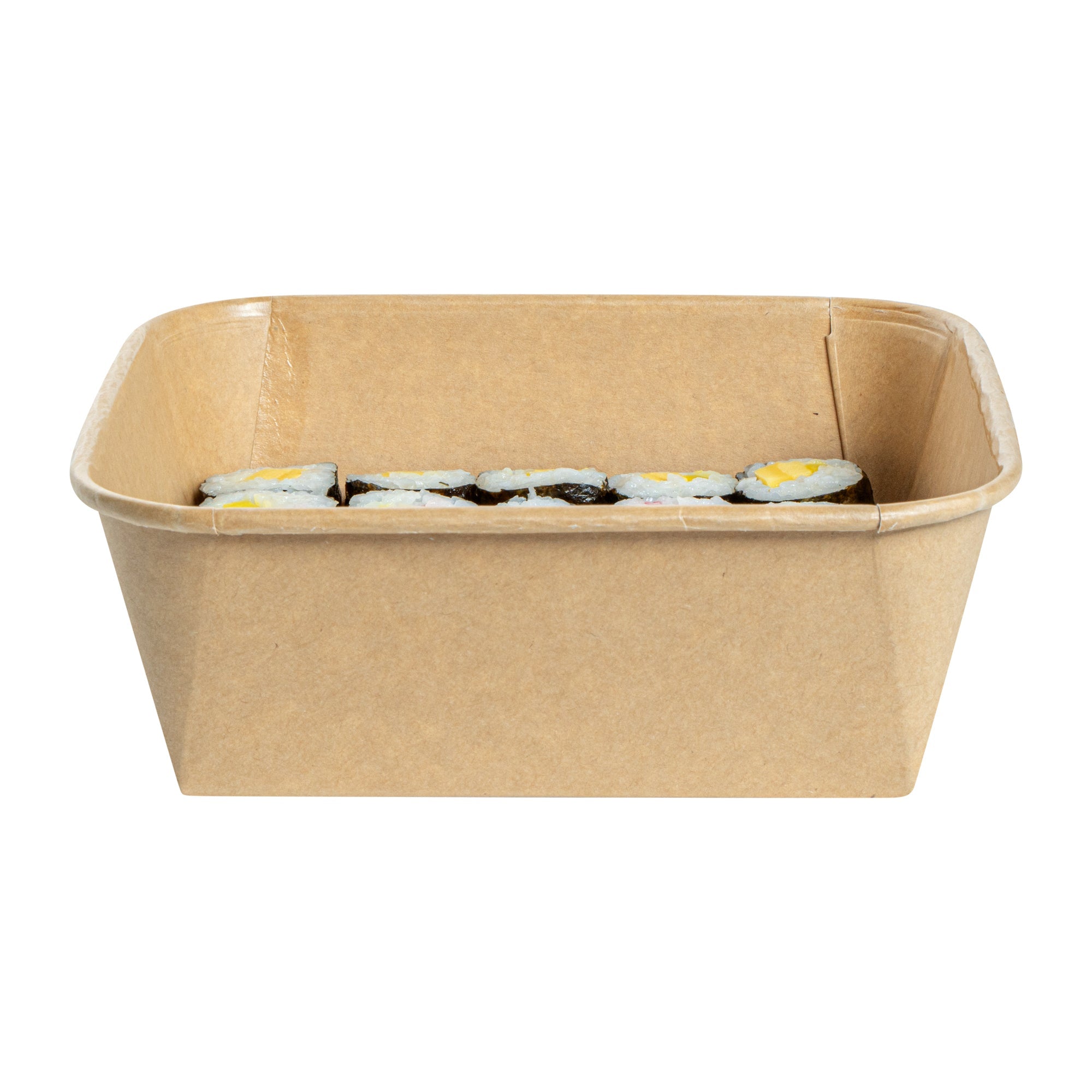 Matsuri Vision 45 oz Square Kraft Paper Sushi Container - 7" x 7" x 2 1/4" - 50 count box