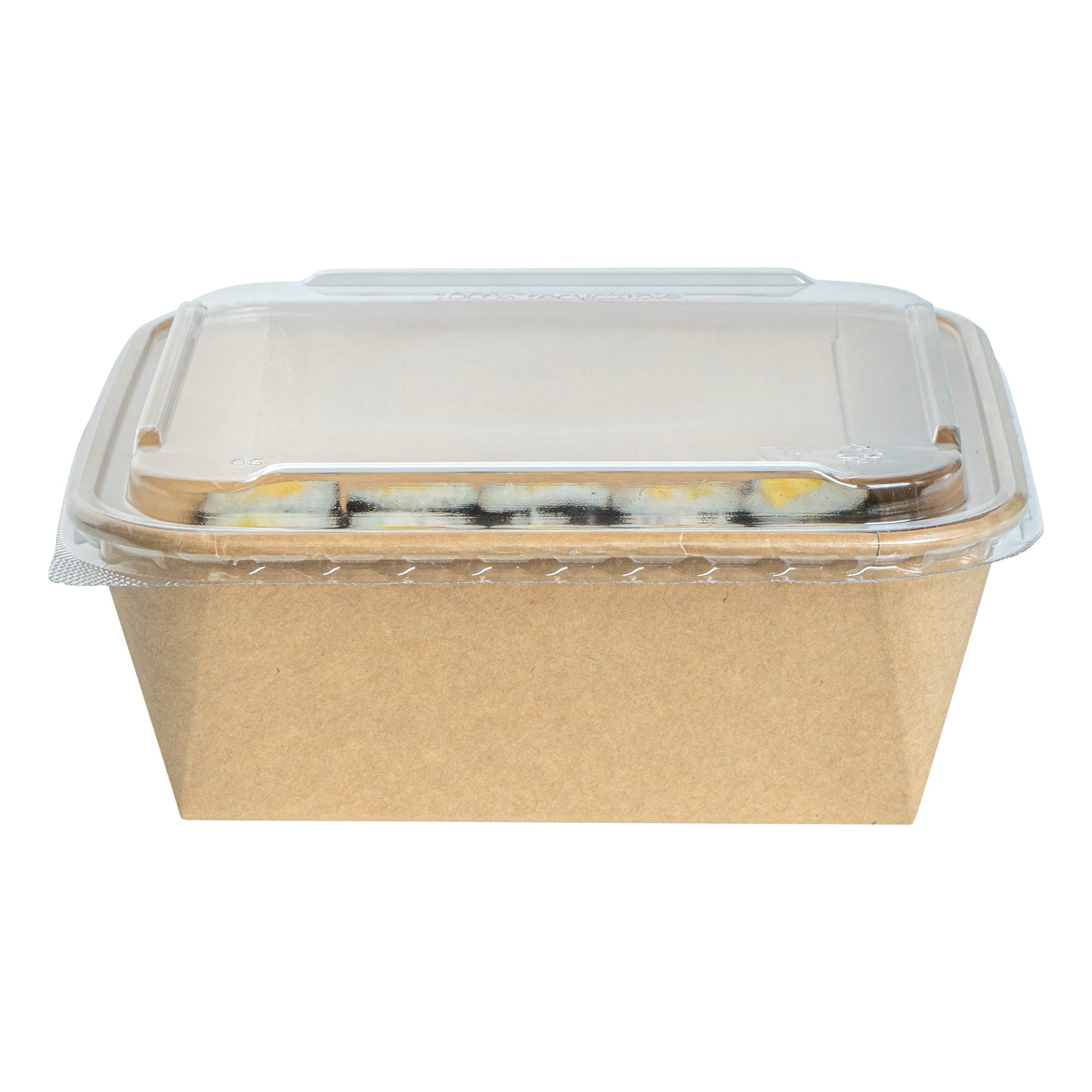 Matsuri Vision Clear PET Plastic Lid - Fits 34 and 45 oz Sushi Containers, Anti-Fog - 50 count box
